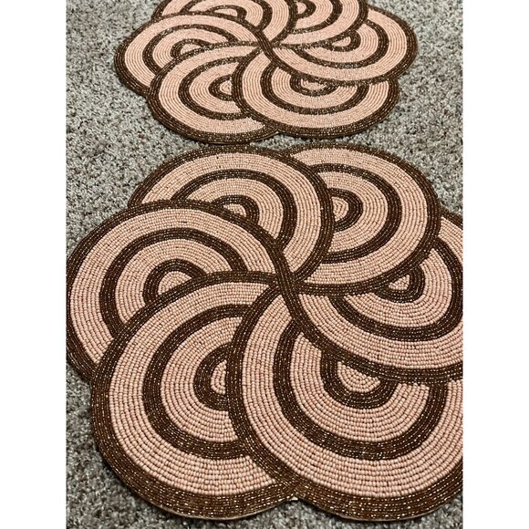 Pier One Beaded Pink/Brown Place Mat of 2 - Picture 4 of 4